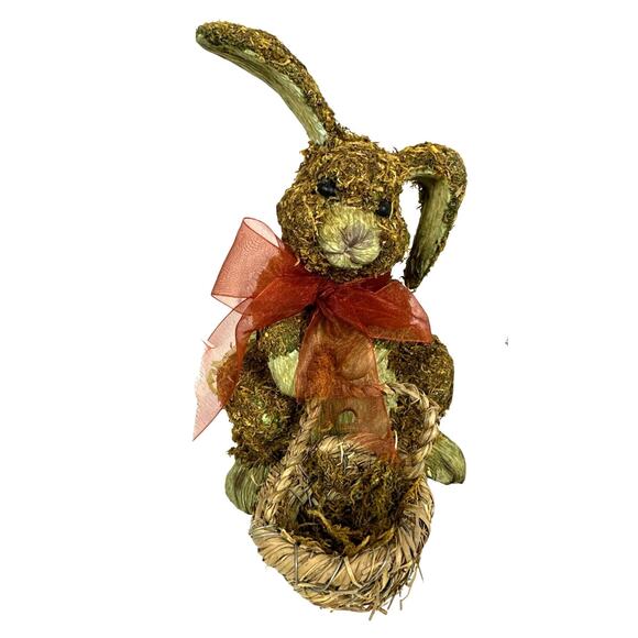 Mossy Brown Easter Bunny w/Basket, 4.5' Easter Egg Garland and Four Easter Eggs! - Picture 1 of 10